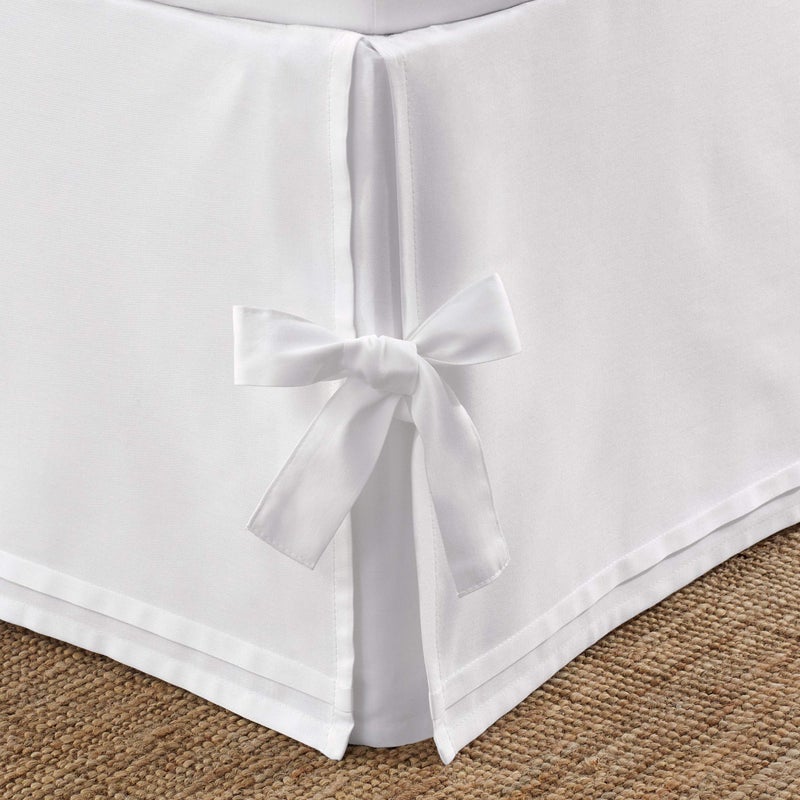 Laura Ashley - Twin Bedskirt, Smooth Cotton Sateen Bedding, Corner Tied Tailored, Dorm Essentials, Oeko-Tex Certified (White) - Image 3